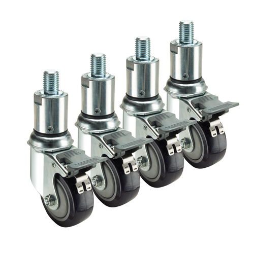 Krowne Metal Corporation 28-158S Adjustable Height Caster Set of 4 Swivel Lock 220 lbs Load Capacity
