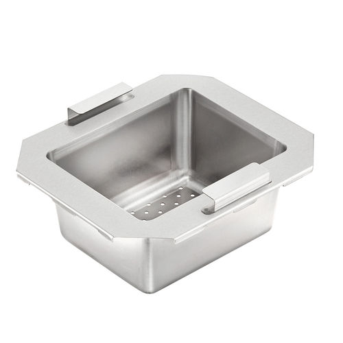 Krowne Metal Corporation 30-153 Perforated Drain Basket for Bar Sink Stainless Steel Handles 10x12x7 5 Inch Deep