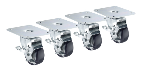 Krowne Metal Corporation 28-170S Plate Caster 4 x 5 Plate 3 Diameter Wheel with Brake 200 lbs Load Capacity Set of 4