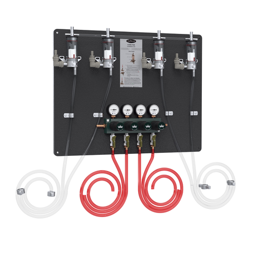 Krowne Metal Corporation KBP-F4 MasterTap Regulator Panel with 4 Empty Keg Detectors 4 Beer Lines