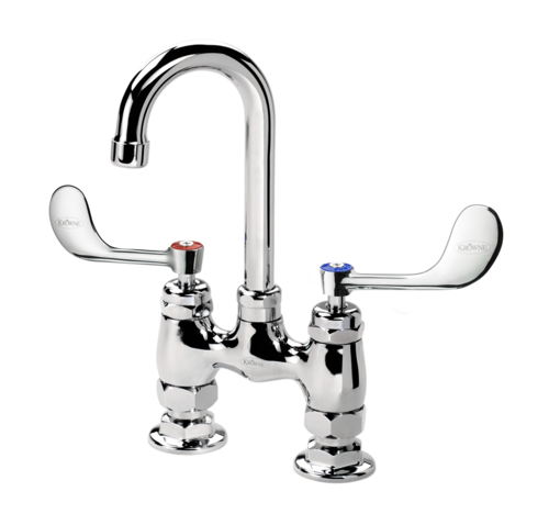 Krowne Metal Corporation 15-425L-W-E2 Royal Series 4 Raised Deck Mount Faucet with Gooseneck Spout and Wristblade Handles