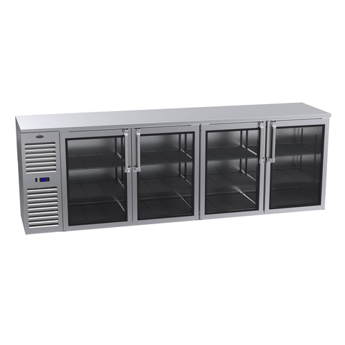 Krowne Metal Corporation BS108 Refrigerated Back Bar Storage Cabinet 108W x 24D Four Section with Locks and Shelves