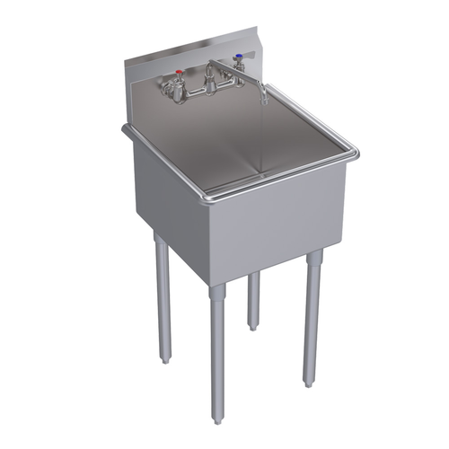 Krowne Metal Corporation BS-1818 Royal Series Basin Sink 21W x 21-1/2D x 43-3/4H 18 x 18 x 13 deep bowl 35 drain