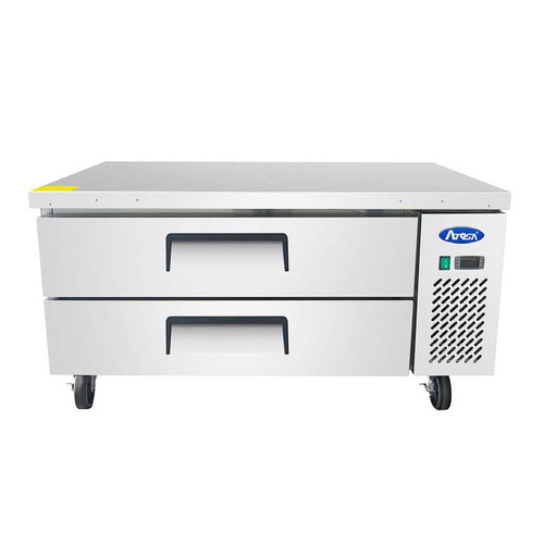 Atosa USA MGF8450GR Chef Base 48-2/5 inch Side Mounted Refrigeration 7.7 cu ft with Self Closing Drawers