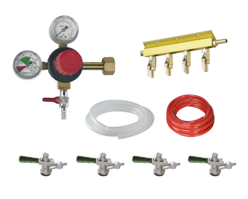 Krowne Metal Corporation BEERKIT4 Draft Beer Kit for 4 Faucets with CO2 Tank Regulator and Keg Taps