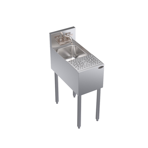 Krowne Metal Corporation KR24-MD12 Royal Series Underbar Speed Station 12W x 24D O A Dump Sink with Glass Rinser Faucets