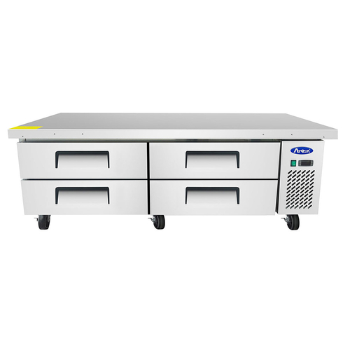 Atosa USA MGF8453GR Chef Base Extended Top 72.5 inch Side Mounted Refrigeration 12.1 cu ft 4 Drawers