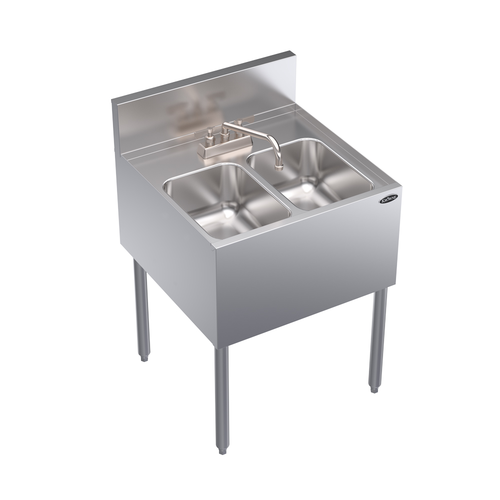 Krowne Metal Corporation KR24-22C Royal Series Underbar Sink Unit Two Compartment 24W x 24D NSF Certified