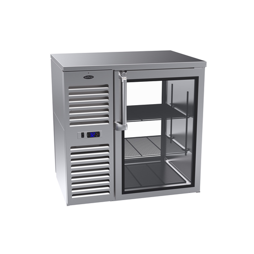 Krowne Metal Corporation KPT36L Pass-Thru Refrigerated Back Bar Cabinet 36 inch Two Section Self Contained