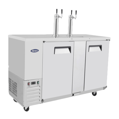 Atosa USA MKC58GR Draft Beer Cooler 57-4/5W x 28-1/10D x 55-3/5H Stainless Steel Dual Faucet Towers