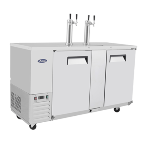 Atosa USA MKC68GR Draft Beer Cooler 68W x 28D x 55H Side Mounted Refrigeration 3 Barrel Capacity Dual Faucets