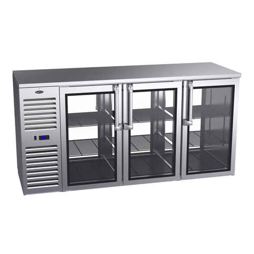 Krowne Metal Corporation KPT72L Pass-Thru Refrigerated Back Bar Cabinet 72 inch Self-Contained Refrigeration