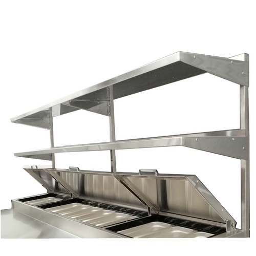 Atosa USA MROS-93P Overshelf Double for Pizza Prep Table 93W x 14D x 47H Sound Deadened Adjustable 18/430 Stainless Steel NSF