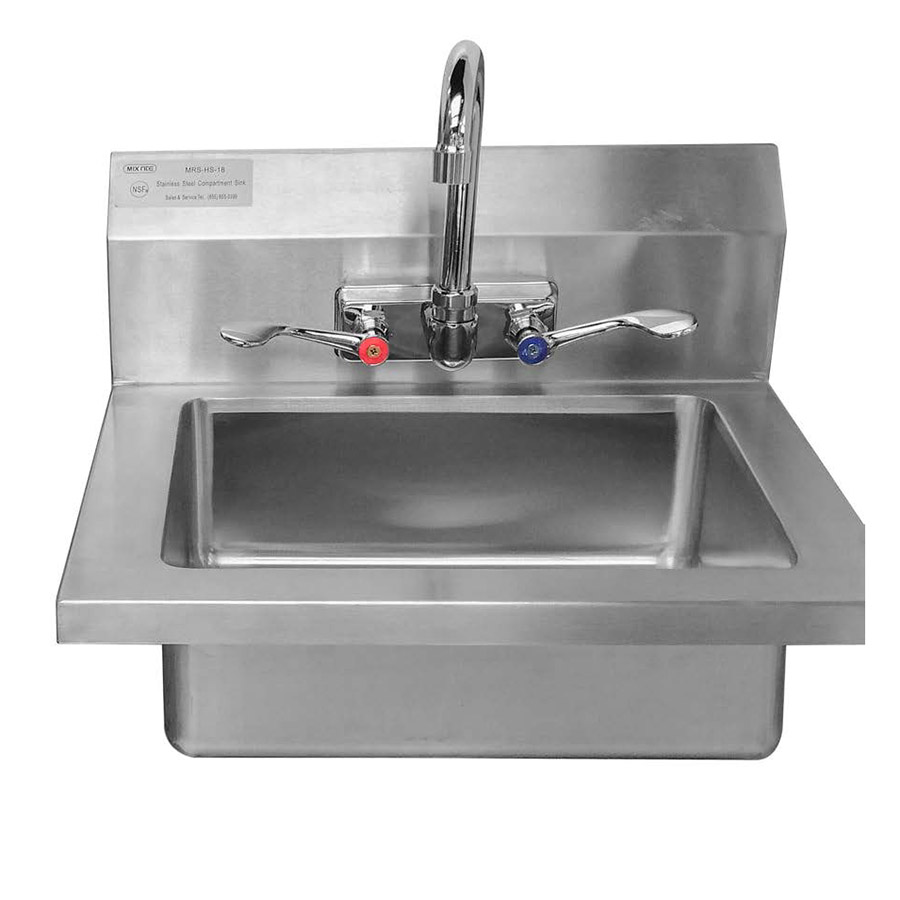 Atosa USA MRS-HS-18W MixRite Hand Sink 18W Wall Mount 14W x 10D x 5D Bowl Stainless Steel Gooseneck Faucet NSF