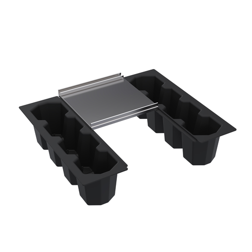 Krowne Metal Corporation SCD24H-BW Underbar Ice Bin Partial Cover with 2 Plastic Bottle Wells for 24w x 24d Stainless Steel NSF