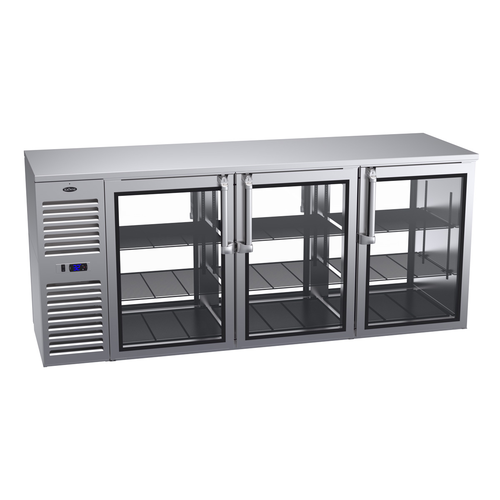 Krowne Metal Corporation KPT84L Pass-Thru Refrigerated Back Bar Cabinet 84 inch Self-Contained Refrigeration