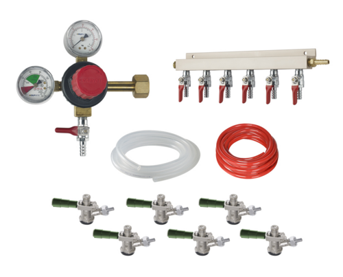 Krowne Metal Corporation BEERKIT6 Draft Beer Kit for 6 Faucets with CO2 Tank and Keg Taps
