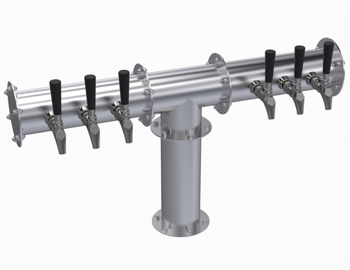 Krowne Metal Corporation KPTH-6S Pipe T-Head Tower Six Faucets Glycol Cooled Brushed Stainless Steel Finish