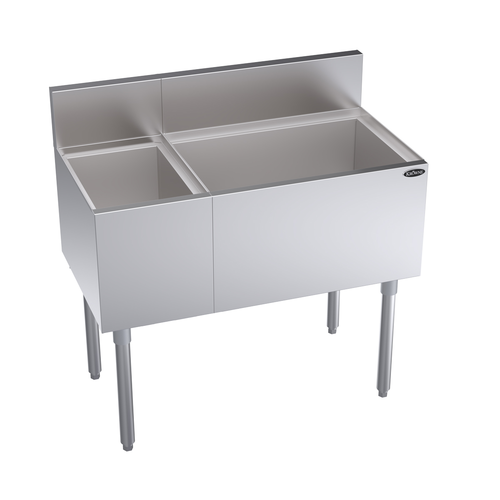 Krowne Metal Corporation KR19-M36R-10 Royal Series Underbar Combination Ice Bin with Bottle Well 36W x 19D O.A.