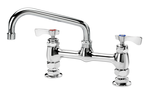 Krowne Metal Corporation 15-808L-W-E4 Royal Series 8 Inch Raised Deck Mount Faucet With Swing Spout and Wristblade Handles