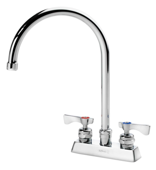 Krowne Metal Corporation 15-302L-W-E4 Royal Series 4 Inch Deck Mount Gooseneck Spout Vandal Resistant Handles 1.5 Gpm Aerator
