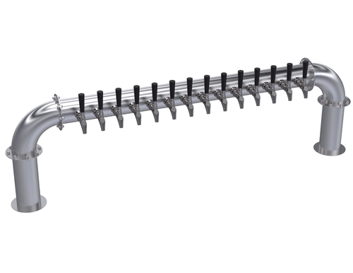 Krowne Metal Corporation KPTP-14S Pass Through Pipe Tower 14 Faucets Glycol Cooled Brushed Stainless Steel 63 Inch