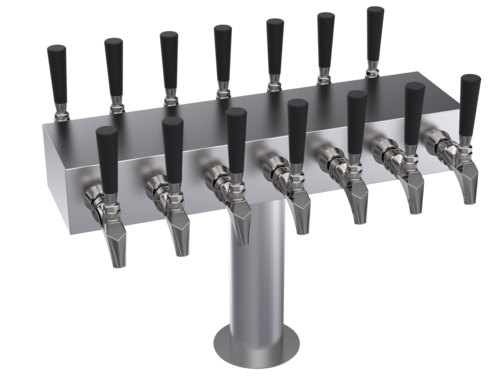 Krowne Metal Corporation KDSTC-7S Double Sided T-Head Tower 14 Faucets Glycol Cooled Brushed Stainless Steel Finish