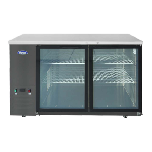 Atosa USA SBB59GGRAUS2 Back Bar Cooler 57-3/4 inch Two Section Self Contained Refrigeration 15 cu ft Capacity