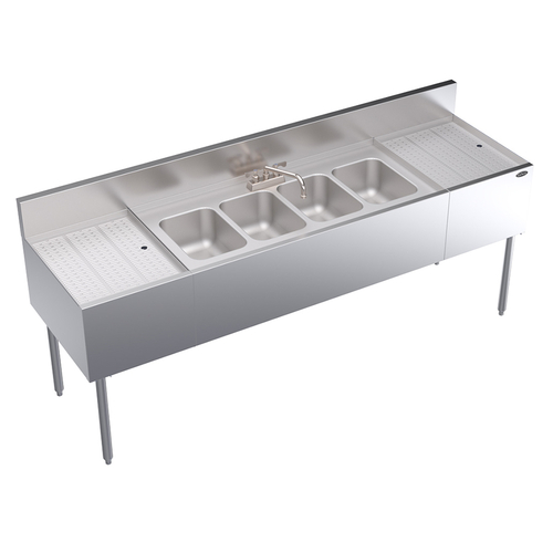 Krowne Metal Corporation KR24-74C Royal Series Underbar Sink Unit Four Compartment 84W x 24D NSF Certified