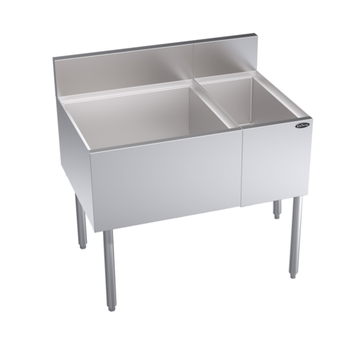 Krowne Metal Corporation KR24-M36L Royal Series Underbar Multi Station Ice Bin 36W x 24D 24W Ice Bin Left
