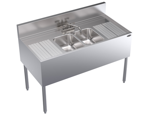 Krowne Metal Corporation KR24-42C Royal Series Underbar Sink Unit 48W x 24D Two Compartment NSF Certified