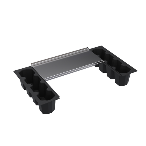 Krowne Metal Corporation SCD36H-BW Underbar Ice Bin Partial Cover with 2 Plastic Bottle Wells for 36w x 24d Stainless Steel NSF