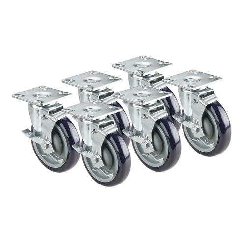 Krowne Metal Corporation BC-137 Casters 4 inch with brakes set of 6 plate raises unit 5 inch