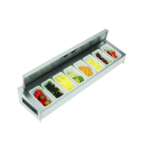 Krowne Metal Corporation KR-520 Royal Series Garnish Station with Sliding Cover for 24 inch Ice Bin