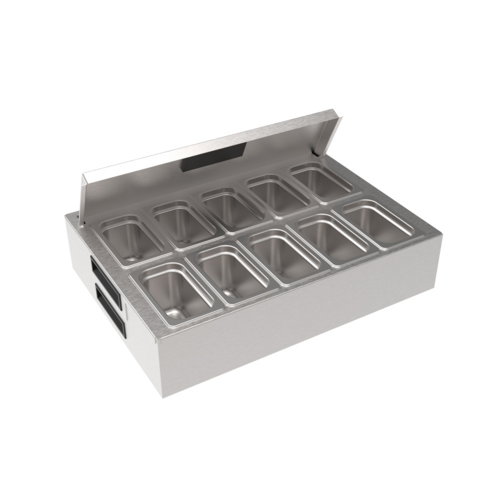 Krowne Metal Corporation KR-GT24 Chilled Garnish Station for 24x24 Drainboards with Stainless Steel Cups and Ice Pack