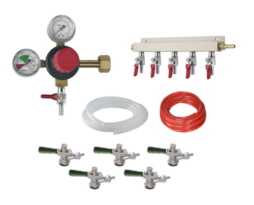 Krowne Metal Corporation BEERKIT5 Draft Beer Kit for 5 Faucets with CO2 Tank and Keg Taps