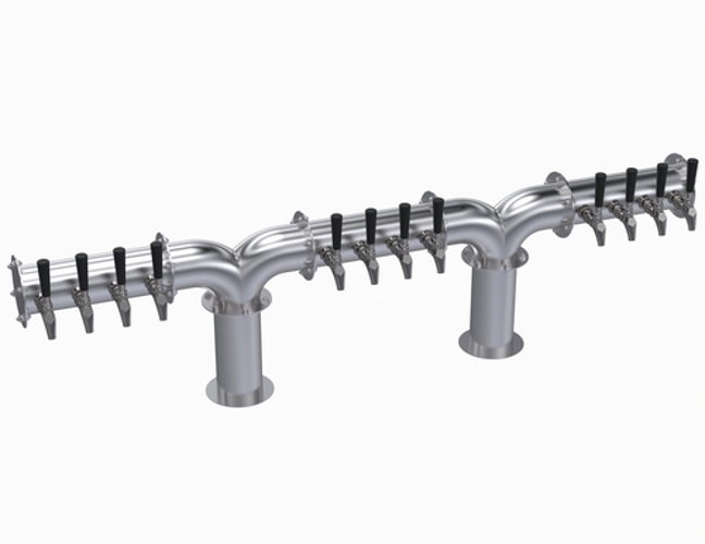 Krowne Metal Corporation KDPY-12S Double Pipe Y-Tower 12 Faucets Glycol Cooled Brushed Stainless Steel 60 Inch