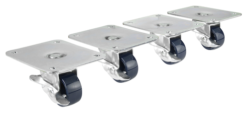 Krowne Metal Corporation 28-169S Plate Caster 4 x 5 Plate 2 Diameter Wheel with Brake 220 lbs Load Capacity Set of 4