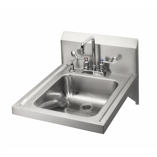Krowne Metal Corporation HS-50 Hand Sink Wall Mount 14W x 16D x 5 Deep Bowl with Faucet and Soap Dispenser