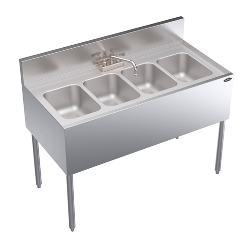Krowne Metal Corporation KR24-44C Royal Series Underbar Sink Unit Four Compartment 48W x 24D NSF Certified