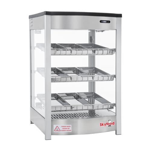 Skyfood Equipment FWD3S9P Countertop Steam Line Food Warmer Display Case 18-7/8W with Adjustable Shelves and LED Lighting