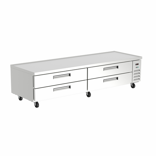 Asber USA ACBR-96: 96-5/8" Wide Chef Base Refrigerated Equipment Stand with Side-Mounted Refrigeration