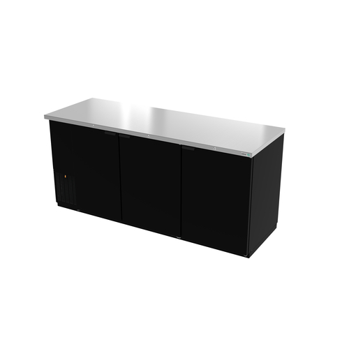 Asber USA ABBC-78: 80"W Back Bar Cooler with Self-Contained Refrigeration, Three Solid Doors, and (6) Adjustable Shelves