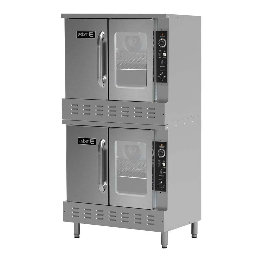 Asber USA AECO-2 Double Deck Gas Convection Oven with Dual Speed Fan
