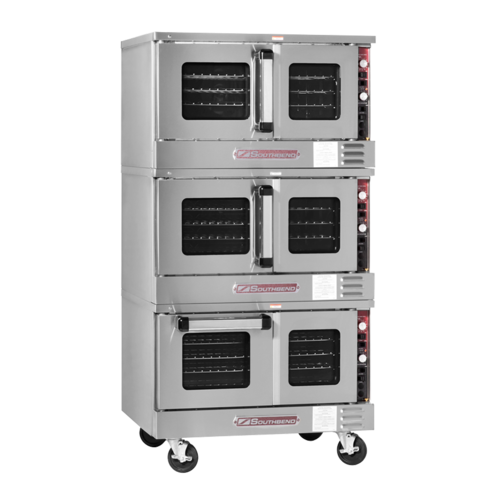 Southbend TVES/30SC TruVection Convection Oven Electric Low-Profile Triple-Deck with Electronic Ignition 150-550°F Solid State Thermostatic Controls 60 Minute Mechanical Cook Timer and Oven Interior Light