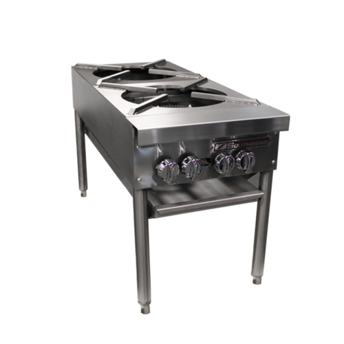 Southbend SPR-2J-FB Stock Pot Range 18" Double Cast Iron Burners Manual Controls Stainless Steel Front Rail Sides Legs 90.000 BTU CSA NSF