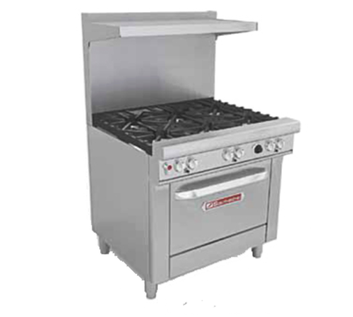Southbend H4361A Ultimate Restaurant Range Gas Electric 36" 6 Non-Clog Burners Electric Hybrid Convection Oven 198000 BTU