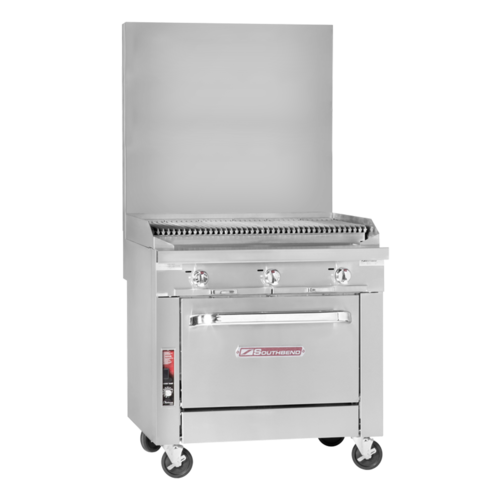 Southbend P36D-CCC Platinum Heavy Duty Gas Range 36 Inch Charbroiler Cast Iron Grates Manual Controls Standard Oven