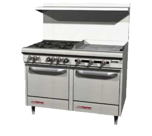 Southbend S48EE-3GR S-Series Restaurant Range Gas 48" with 2 Open Burners 36" Griddle 2 Space Saver Ovens 190000 BTU