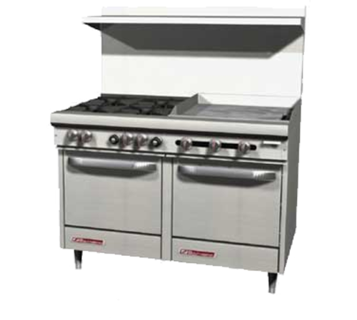 Southbend S48EE-2TR S-Series Restaurant Range Gas 48" 4 Burners 24" Griddle 2 Ovens Stainless Steel 230000 BTU NSF